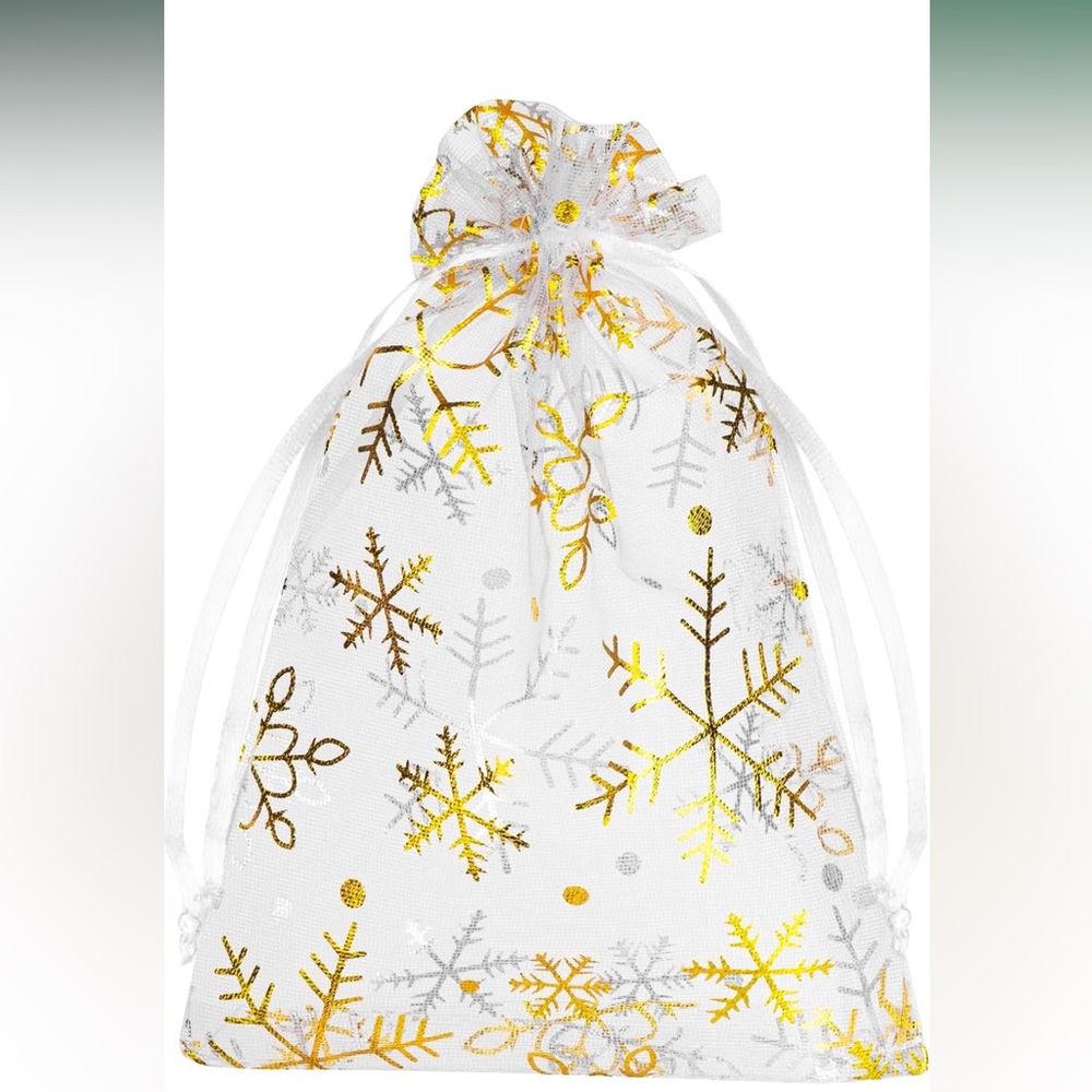 GOLD SNOWFLAKE 🎉25 Organza Bags- 4 x 6 inch